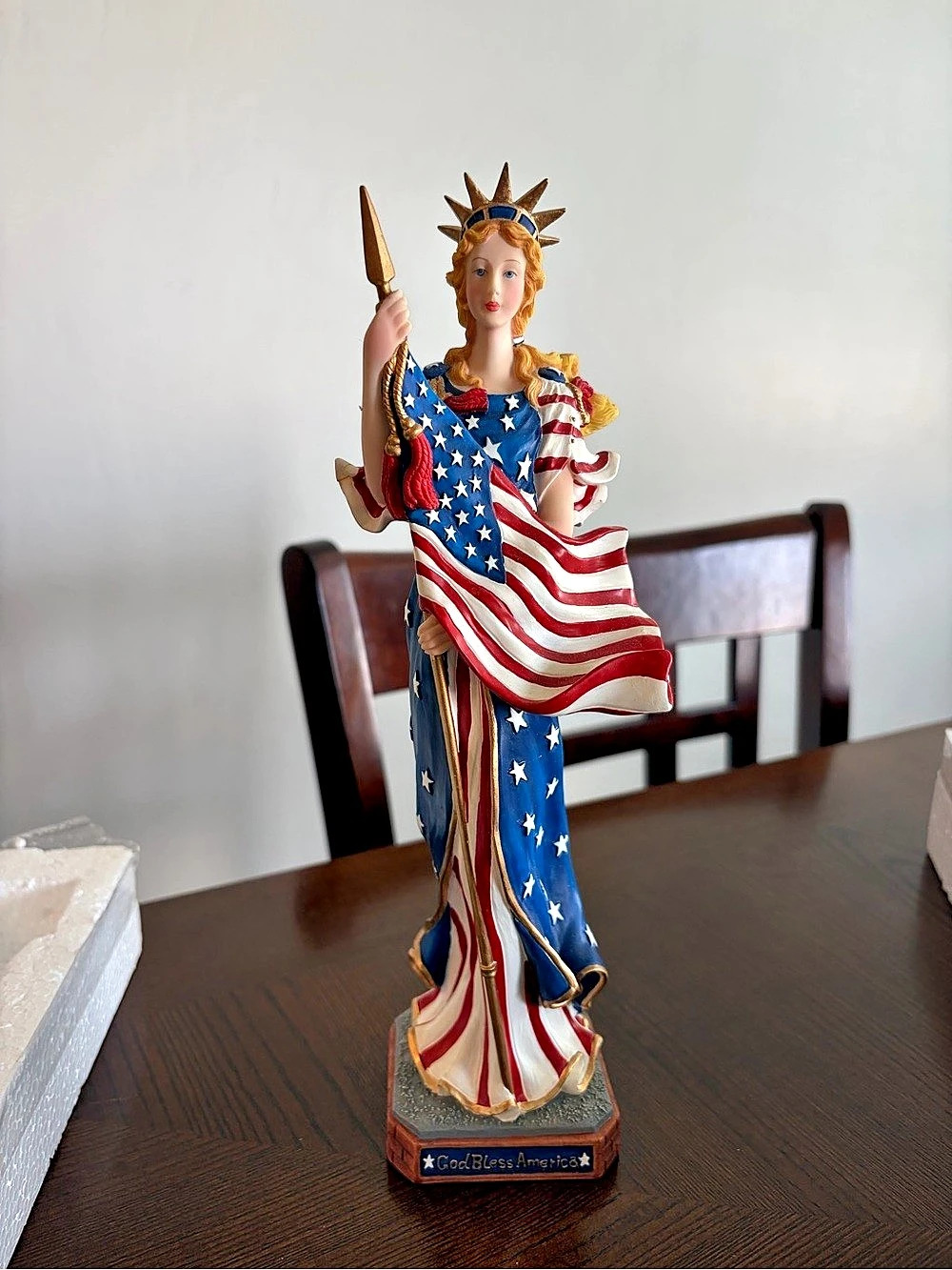 Lenox Lady Liberty Patriotic Figurine Blue & Red